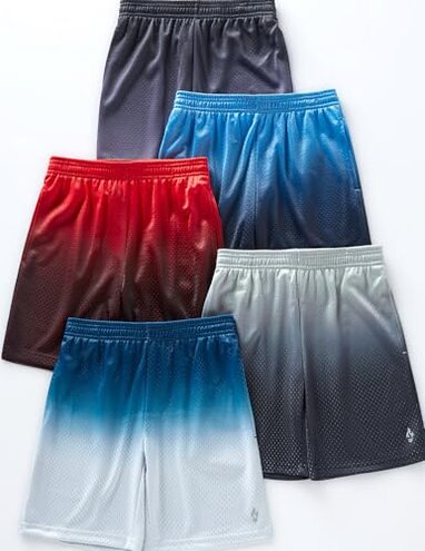 5 Pack Boys Athletic Shorts Mesh Basketball Youth Apparel Kids Sports Active Gear with Pockets (Set 2, Medium)