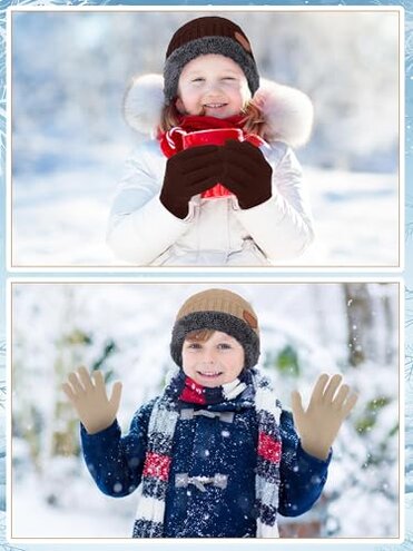 Toulite 120 Pcs Kids Beanie Hat Winter Gloves Set Bulk Knitted Hat Gloves for Boys Girls Donation Favor School Donation(Assorted Colors)
