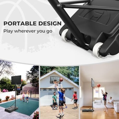 Yohood Kids Basketball Hoop, 3.6-7 FT Height Easy Adjustable, Portable Basketball Hoop Outdoor Indoor for Kids/Teens/Youth, 30" Backboard (Black)