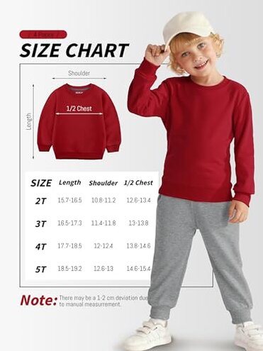 HXP 4 Pack Toddler Boys Sweatshirts Toddler Cotton Long Sleeve Pullover Sweatshirts Kids Boys Crewneck Tops Shirts Color A 3T