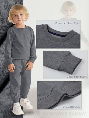 HXP 4 Pack Toddler Boys Sweatshirts Toddler Cotton Long Sleeve Pullover Sweatshirts Kids Boys Crewneck Tops Shirts Color A 3T