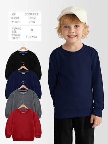 HXP 4 Pack Toddler Boys Sweatshirts Toddler Cotton Long Sleeve Pullover Sweatshirts Kids Boys Crewneck Tops Shirts Color A 3T