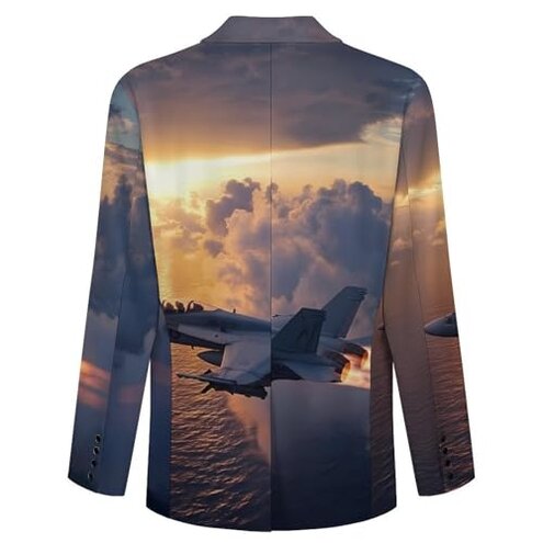 Aircraft US Navy Jet Aviation Men's Suits Business Formal Suit Dress Print Jackets Coat for Prom Wedding Party
