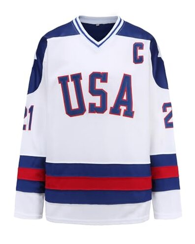 Youth Hockey Jersey of USA 1980 Olympic Team Jerseys #21 Mike Eruzione Stitched Letters and Numbers White S-L