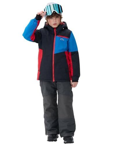 SMONTY Kids Ski Suit Girls Boys Snowsuits Winter Ski Jacket & Bib Pants Set Snowboard Waterproof Windproof Warm Coat(10-12 Years,Dark Grey)