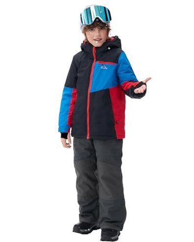 SMONTY Kids Ski Suit Girls Boys Snowsuits Winter Ski Jacket & Bib Pants Set Snowboard Waterproof Windproof Warm Coat(10-12 Years,Dark Grey)
