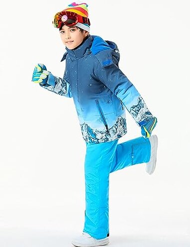 Boys Ski Jacket Snow Jacket Pants Suits Windproof Waterproof Winter Coats 84BL,12