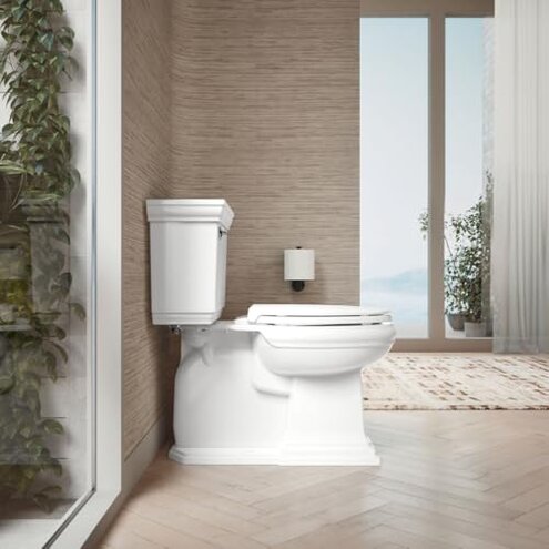 KOHLER K-4636-0 Cachet Elongated, Grip-Tight Bumpers, Quiet-Close Release Hinges, Quick-Attach Hardware, No Slam Toilet Seat, White