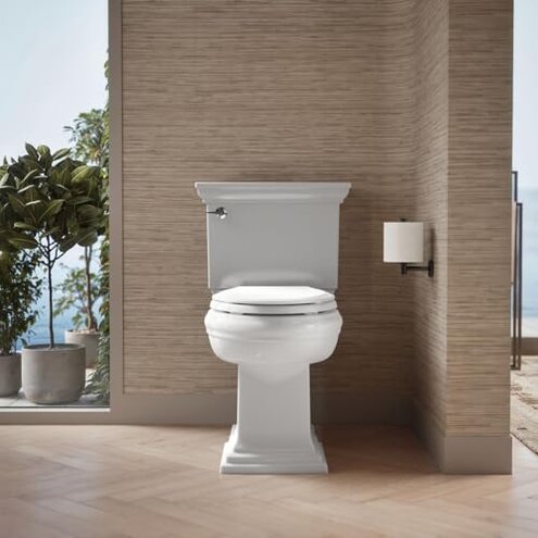 KOHLER K-4636-0 Cachet Elongated, Grip-Tight Bumpers, Quiet-Close Release Hinges, Quick-Attach Hardware, No Slam Toilet Seat, White