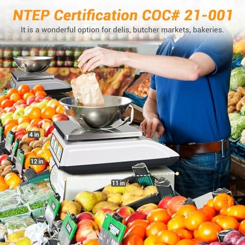 BROMECH Price Computing Scale NTEP Certified for Legal Trade Rechargeable, Commercial Grade with Dual LCD Display, 60lb Stainless Steel Platform for Meat Shop, Deli, Produce Farmers Market COC#21-001