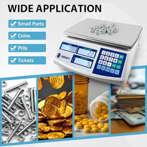 SASVY Counting Scale (66lb/30kg, 0.1g) lb/oz/kg/g Industrial Digital Inventory Scale with Battery for Small Parts, Coins, Pieces, Tickets