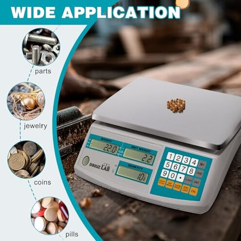Industrial Counting Scale 15kg/33lb x 0.1g Digital Inventory Counting Scale High Precision Electronic Gram Scale with Battery DC/AC Power for Parts Jewelry Coins (g/kg/lb/oz)