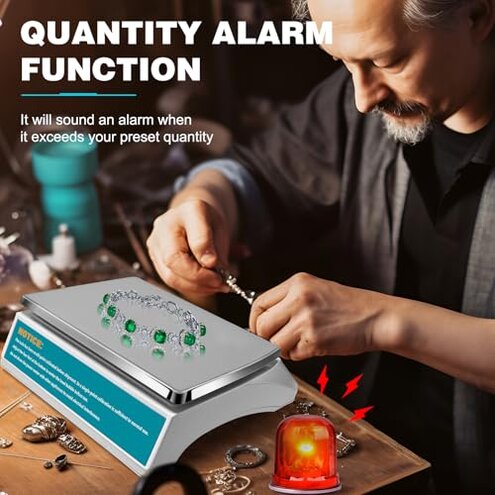 Industrial Counting Scale 15kg/33lb x 0.1g Digital Inventory Counting Scale High Precision Electronic Gram Scale with Battery DC/AC Power for Parts Jewelry Coins (g/kg/lb/oz)