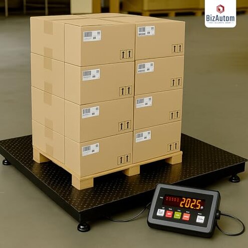 BizAutom Industrial Floor Scales (48"x48"/4'x4') 10,000 lb x 1 lb Accurate Shipping Scale with Smart Digital Indicator for Warehouse Shipping Industrial Weighing