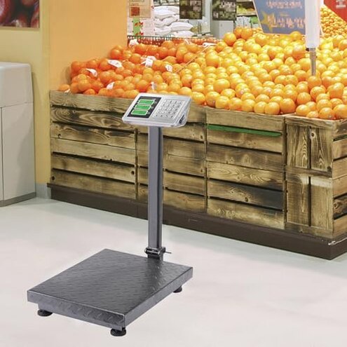 TUFFIOM 661lbs Electronic Industrial Commercial Platform Scale,Stainless Steel High-Definition LCD Display,Digital Floor Heavy Duty,Luggage Package Price Computing Postal Shipping Mailing,Grey
