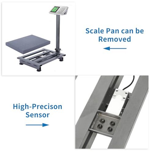 TUFFIOM 661lbs Electronic Industrial Commercial Platform Scale,Stainless Steel High-Definition LCD Display,Digital Floor Heavy Duty,Luggage Package Price Computing Postal Shipping Mailing,Grey