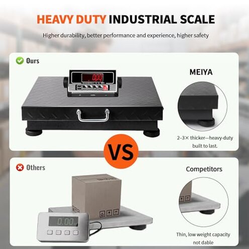 MEIYA Heavy Duty Shipping Scale, 660 lb Industrial Platform Scale for Packages, 0.1 lb Accuracy Postal Scale for Small Business & Warehouse with LB/KG, Counting, Tare & LCD, Lithium Battery & Adapter