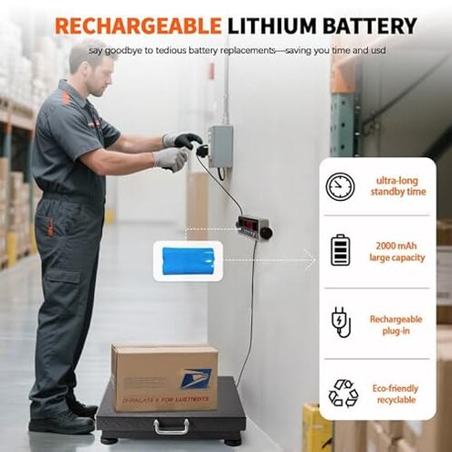 MEIYA Heavy Duty Shipping Scale, 660 lb Industrial Platform Scale for Packages, 0.1 lb Accuracy Postal Scale for Small Business & Warehouse with LB/KG, Counting, Tare & LCD, Lithium Battery & Adapter