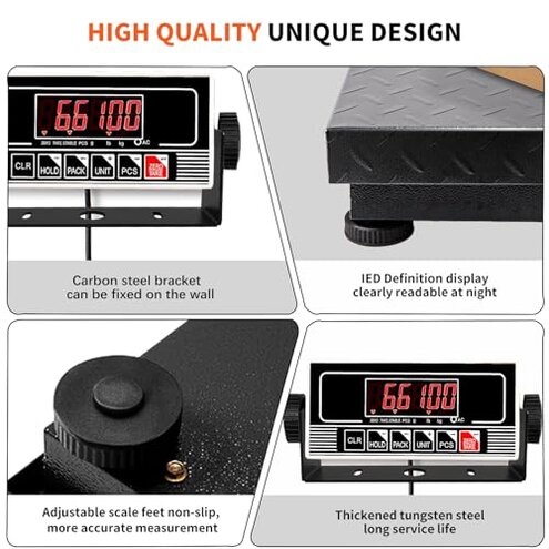 MEIYA Heavy Duty Shipping Scale, 660 lb Industrial Platform Scale for Packages, 0.1 lb Accuracy Postal Scale for Small Business & Warehouse with LB/KG, Counting, Tare & LCD, Lithium Battery & Adapter