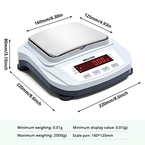 Lab Scale 2000g/0.01g High Precision Digital Scale Analytical Balance Electronic Scale for Kitchen Lab Weighing