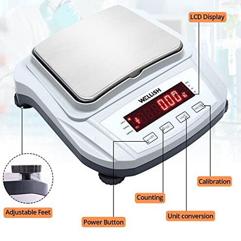 Lab Scale 2000g/0.01g High Precision Digital Scale Analytical Balance Electronic Scale for Kitchen Lab Weighing
