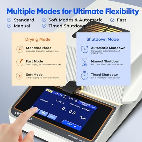 Portable Halogen Moisture Meter with 110g-10mg Precision | Fast Heating & Drying (40-160&deg;c) | Ideal for Quick Moisture Testing in Food, Plants, and Building Materials Lab Moisture Balance Analyzer