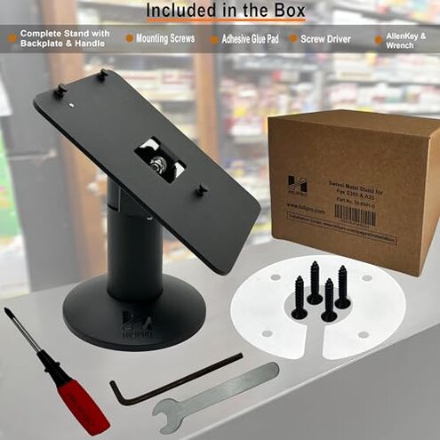 HILIPRO Swivel Metal Point of Sale Stand for Pax PX7, PX5, Aries 8 and Aries 6 - Swivel and Tilts - Complete Kit - Sturdy & Durable POS kit