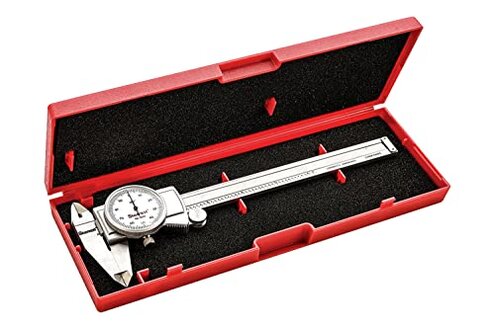 Starrett Dial Caliper with Adjustable Bezel and Fitted Case - White Face, 0-6" Range, -0.001" Accuracy, .001" Graduation - 3202-6