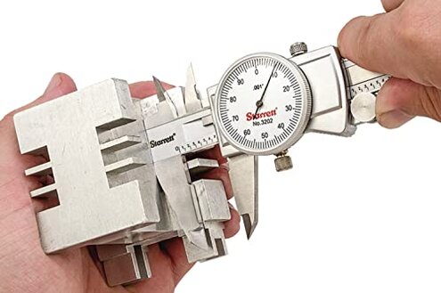 Starrett Dial Caliper with Adjustable Bezel and Fitted Case - White Face, 0-6" Range, -0.001" Accuracy, .001" Graduation - 3202-6