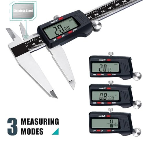 Kynup Micrometer Caliper Tool, 12Inch Digital Caliper, Vernier Caliper with Stainless Steel, Large LCD Screen, Auto - Off Feature, Inch Metric Fraction Conversion