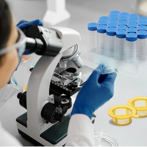 CryoKing 100PCS 70µm Cell Strainer Nylon Mesh Cell Screen Filter Handle, Sterile, Polypropylene Frame, 70µm Pore Size, Individually Wrapped