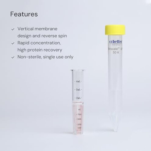 COBETTER 10kDa Ultra Centrifugal Filter Unit, 4mL, Regenerated Cellulose RC Membrane, Screw Caps, Individually Wrapped (15/PK)