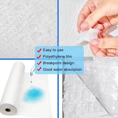 Bench Liner - Laboratory Absorbent Bench-Top Liner, with Poly Backing，White (19.68" x 70ft)