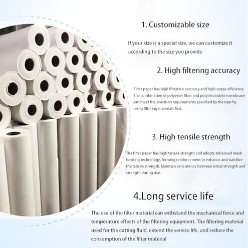 BINXIU Cutting Fluid Filter Paper, coolant Filter Paper, Emulsion Filter Paper, Mixed Fiber, Suitable for Industrial Oil Filtration (50cmX100m)(Size:1 Volume)