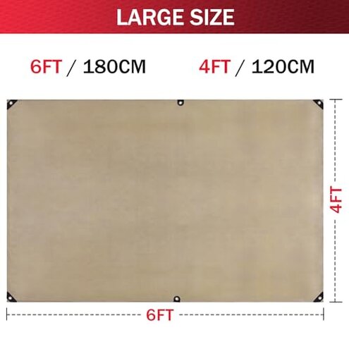 kanhiro 2 Pack Welding Blanket 4x6 ft - Heavy Duty Fiberglass Heat Resistant Fabric, 1022 &deg;F Fire Resistant Blankets, High Temp Insulation Blanket for Industrial, Smoker, Camping, Grill