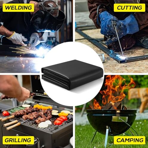 2Pack Welding Blanket, 4x6ft Silicone Coated Fiberglass Fire Blanket, Welding Blanket Fireproof, Designed for in Home and Outdoor Use for Professional and Heavy-duty Welding, Cutting, and Other Uses