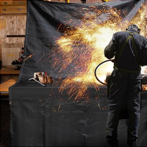 VEVOR Fire Blankets, 2 Pack Welding Blankets, 8' x 10' Fire Suppression Blanket, 1022°F Flame Retardant Blanket, Black Fire Emergency Blankets, Fiberglass Fire Retardant Blanket with 12 Brass Grommets