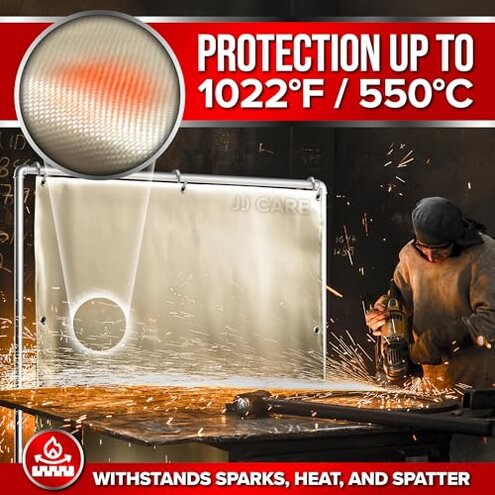 JJ CARE 2 Pack Welding Blanket - 4ft x 6ft, 850GSM Fiberglass Welding Blanket for Smokers with Brass Grommets, Heavy Duty Fireproof Welders Mat for Industrial, Smoker, Grill and Camping