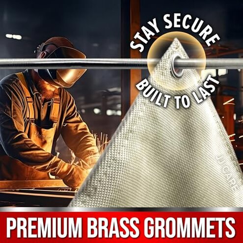 JJ CARE 2 Pack Welding Blanket - 4ft x 6ft, 850GSM Fiberglass Welding Blanket for Smokers with Brass Grommets, Heavy Duty Fireproof Welders Mat for Industrial, Smoker, Grill and Camping