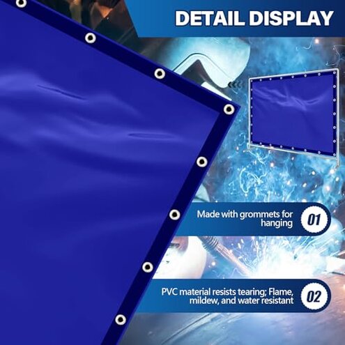 Tillman 604R68 6' X 8' 1 Panel Transparent Blue Vinyl Welding Curtain