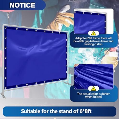 Tillman 604R68 6' X 8' 1 Panel Transparent Blue Vinyl Welding Curtain