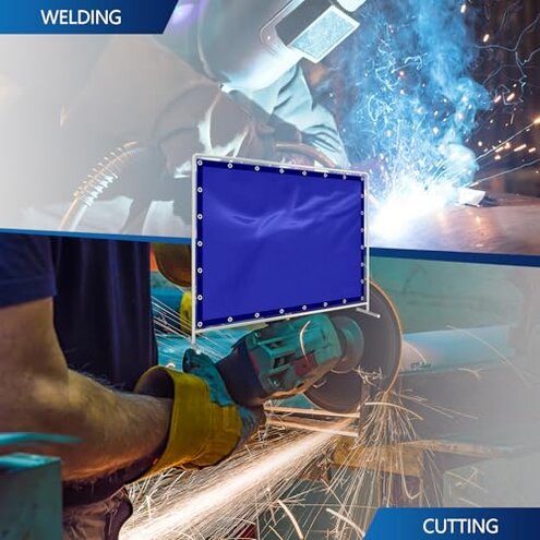 Tillman 604R68 6' X 8' 1 Panel Transparent Blue Vinyl Welding Curtain