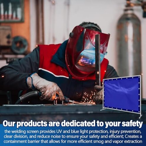 Tillman 604R68 6' X 8' 1 Panel Transparent Blue Vinyl Welding Curtain