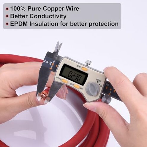 Shirbly 4 Gauge Battery Cable, 10FT Red + 10FT Black 4 AWG Pure Copper Wire Welding Cable, for Automotive, Battery, Solar and Generator, Standard USA OFC Wire