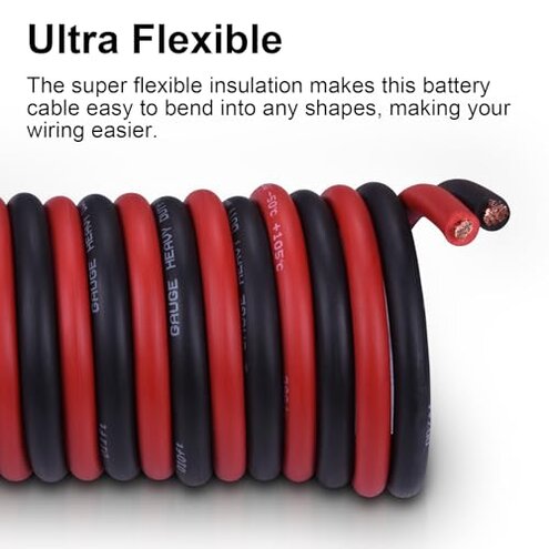 Geosiry 2 Gauge Battery Cable, 15FT Red + 15FT Black 2 AWG Welding Cable, Stranded Oxygen-Free Copper Wire for Automotive, Battery, Solar, Marine and Generator