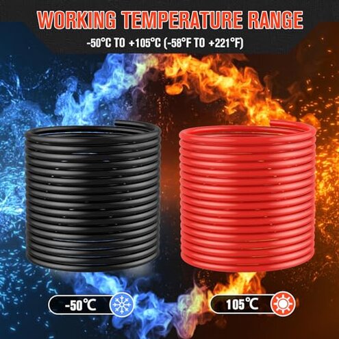 SZLYYDS 6 Gauge Wire 6 Awg Wires 20 FT Black + 20 FT Red, 6 Gauge Battery Cable 6awg Marine Wires, 6awg Copper Wire Welding Cable Standard with Cable Lugs Terminal Connectors and Heat Shrink Tube