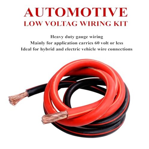 SUNNAREPOON 2 Gauge Battery Cable (12 Feet Black, 12 Feet Red) - 2 AWG Copper Clad Power Welding Wire with M8 & M10 SC Connector Lugs for Car, Camper, RV, Solar Low Voltage Inverter Wiring