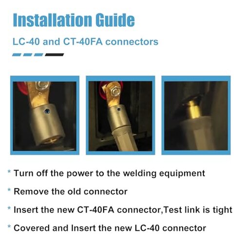 2PCS CT-40FA Welding Terminals & 2PCS LC-40 Welding Cable Connectors, Welder Leads Quick Connector and Terminal for Welding Machine Accessories, 1/0 and 2/0(50-70mm²) Cable Size Capacity