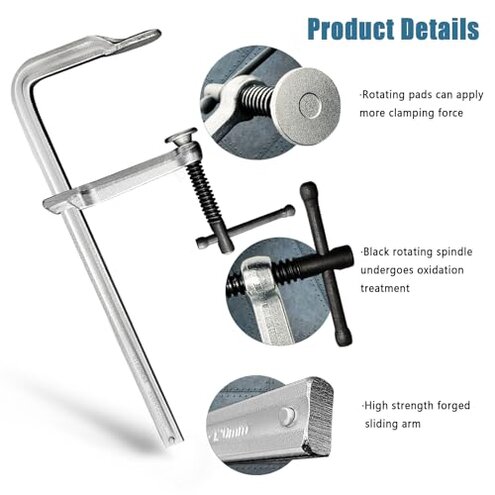 4-Pack 12-Inch Heavy-Duty F-Clamps for Welding, Woodworking & Metalworking &ndash; 550 lbs Load Capacity, 3 Inch Throat Depth, All-Steel Construction (4-Pack - 12 Inch - 3 Inch)