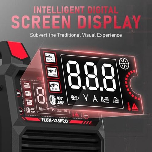YESWELDER 135Amp MIG Welder,110V Flux Core Welder Flux Core MIG/Lift TIG/Stick 3-in-1 Large LED Digital Display Welding Machine IGBT Inverter Welder FLUX-135PRO